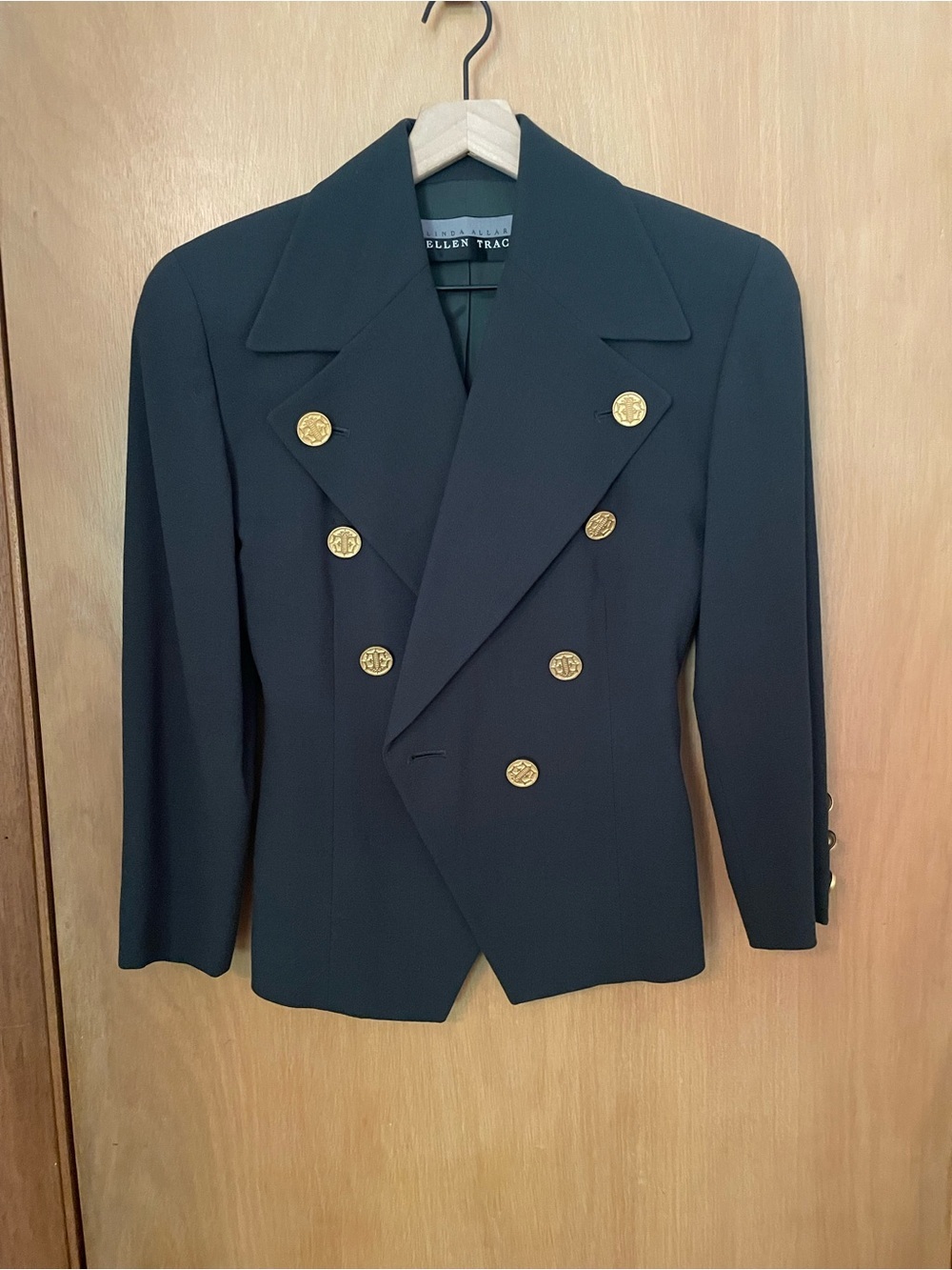 Vtg 90’s Ellen Tracy Linda Allard Hunter Green Power Blazer Size 2 USA Wool EUC